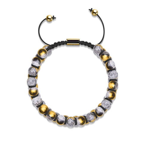 Or Chrome x Blanc | Bracelet Double Verre Pailleté